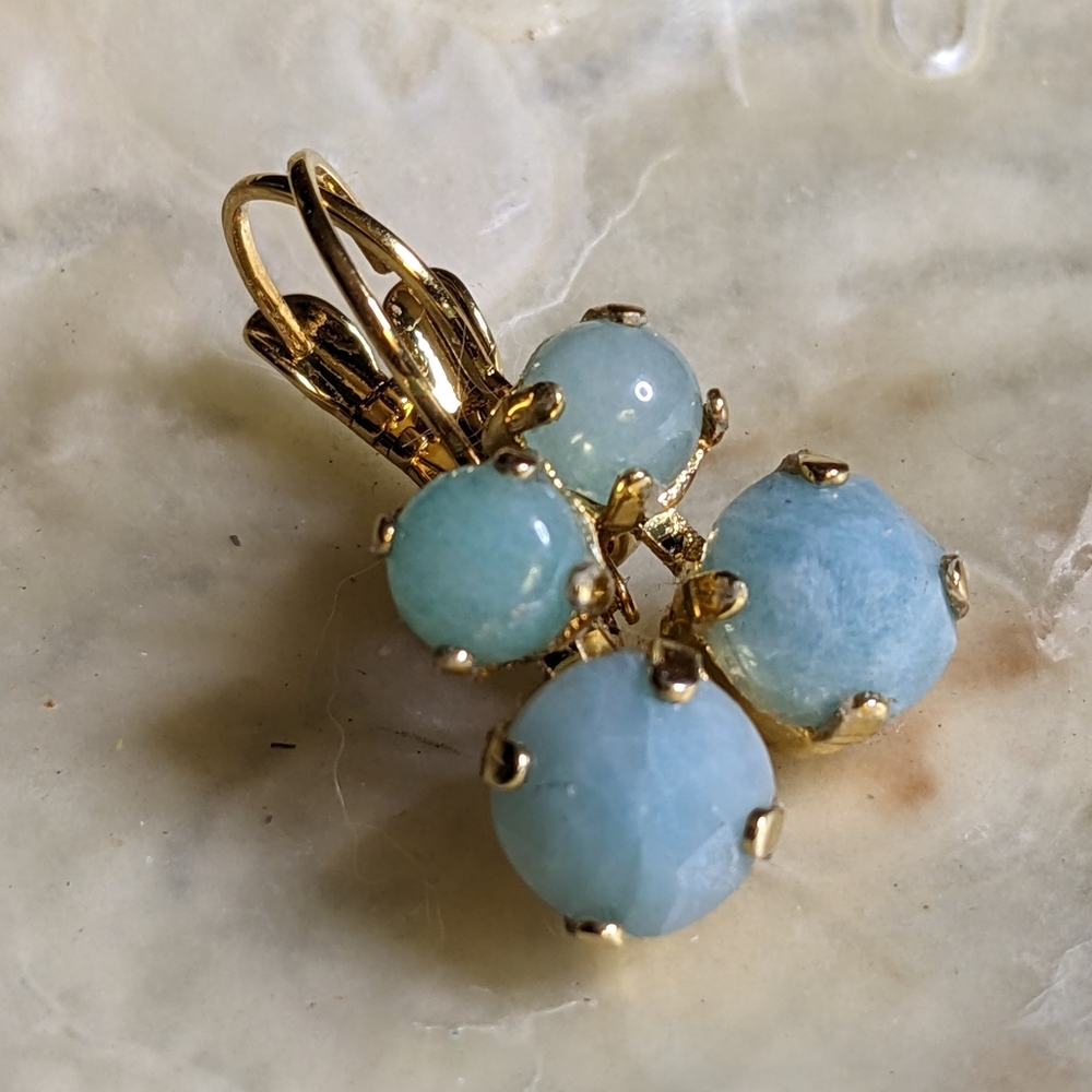 Natural Amazonite in 14K Gold Plated Earrings